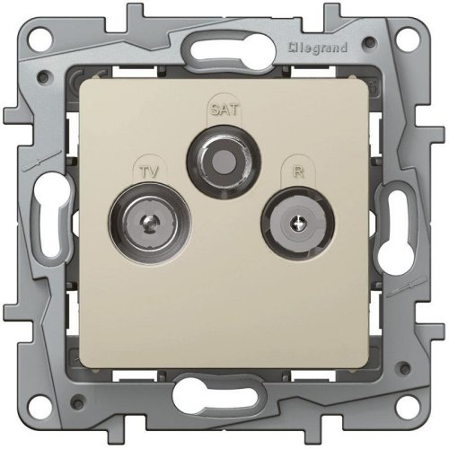 Розетка TV+R+SAT Звезда без рамки Legrand Etika 3-м. слоновая кость картинка